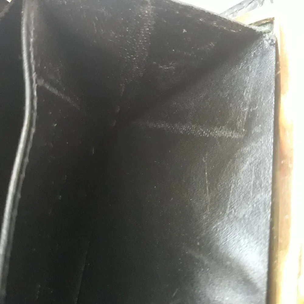 Vtg Bosca Hand Stained Hide Green Leather Kisslock Tri-fold Check Book Wallet